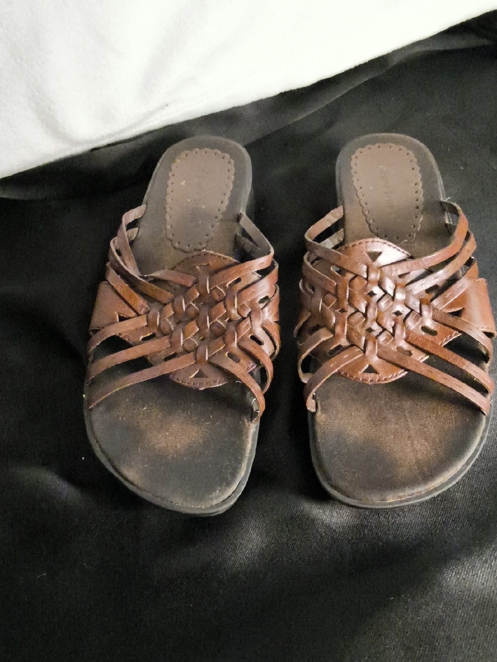 BareTraps Brown Woven Leather Slide Sandals Womens Size 8.5